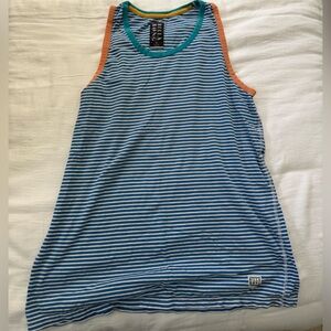 Billabong Blue and White Striped Tank with Teal and Yellow Trim